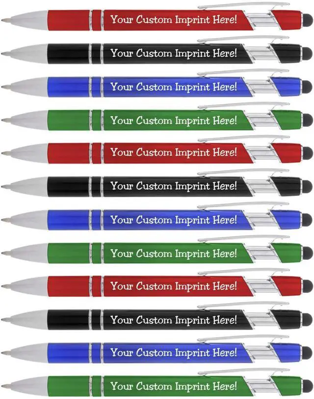 Main image of ExpressDesigns - Personalized Pens with Stylus - The Legacy - Custom Metallic Printed Name Pens - Black Ink - Imprinted with Logo or Message - Great Gift Ideas - Customizable -12 pcs/pack (Assorted)