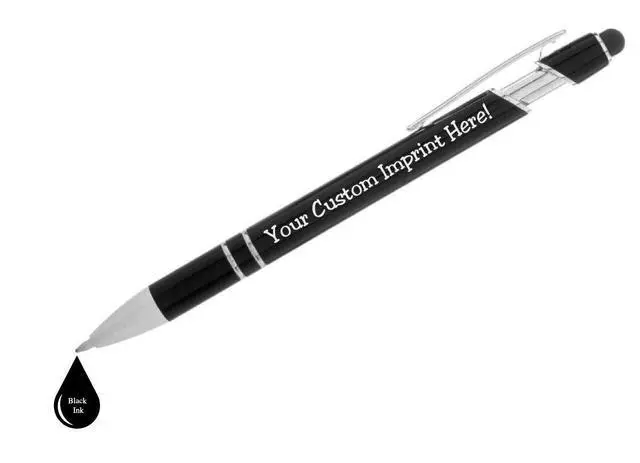 Alt view image 3 of 6 - ExpressDesigns - Personalized Pens with Stylus - The Legacy - Custom Metallic Printed Name Pens - Black Ink - Imprinted with Logo or Message - Great Gift Ideas - Customizable -12 pcs/pack (Black)