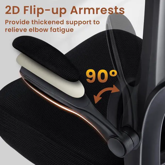 Alt view image 7 of 7 - Drafting Office Chair - Ergonomic Tall Office Chair with Adjustable Footrest Ring - Counter Height Adjustable Rolling Standing Desk Chair with Lumbar Support and Flip-up Armrests for Home
