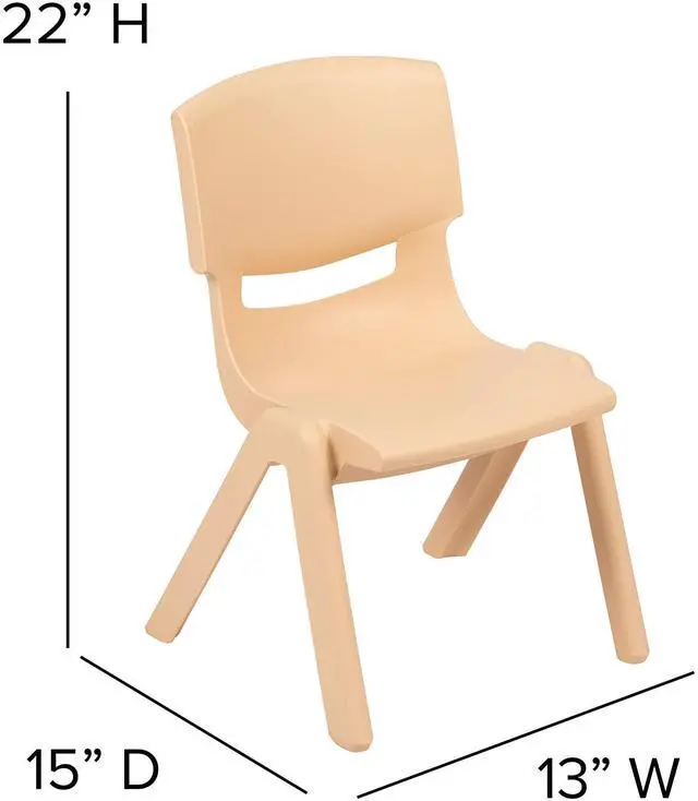 Alt view image 2 of 7 - 12" Seat Natural Plastic Stackable School Chair, 10-Pack | Durable Construction, Commercial Use