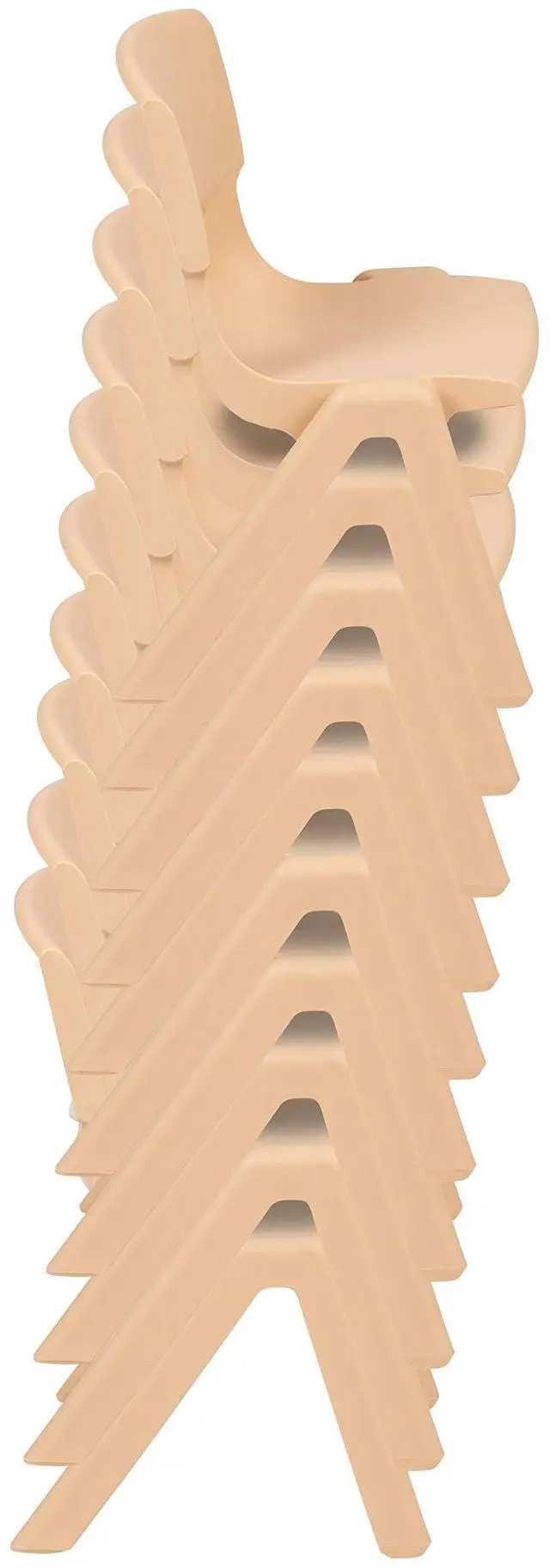 Alt view image 3 of 7 - 12" Seat Natural Plastic Stackable School Chair, 10-Pack | Durable Construction, Commercial Use