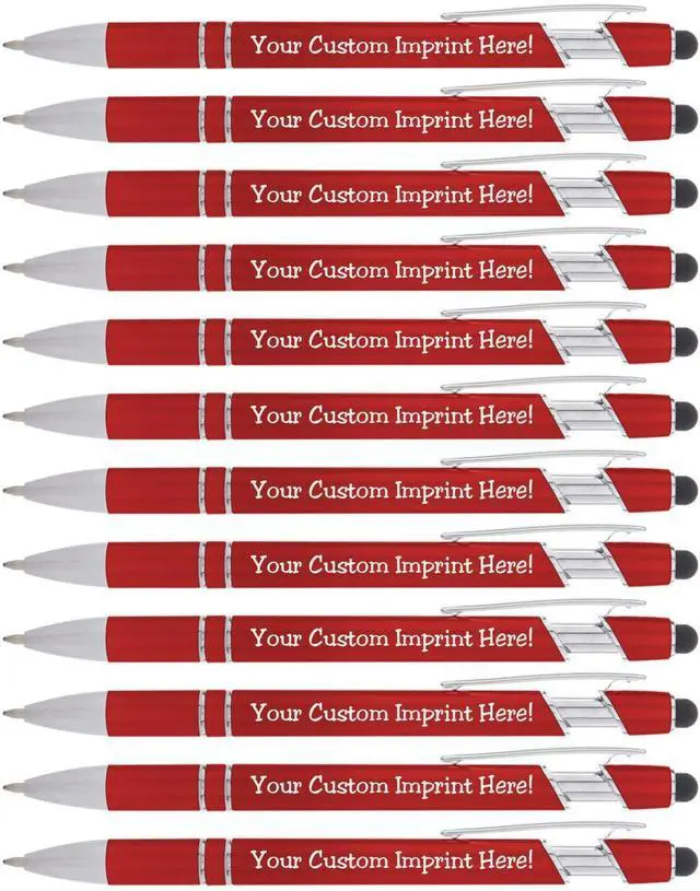 Main image of The Legacy - Custom Metallic Printed Name Pens with Black Ink - Imprinted with Logo or Message - Great Gift Ideas - FREE PERSONALIZATION 12 pcs/pack (Red)