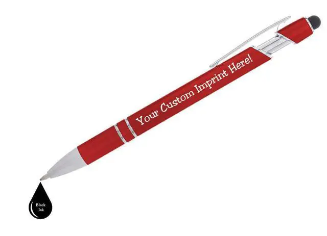 Alt view image 3 of 6 - The Legacy - Custom Metallic Printed Name Pens with Black Ink - Imprinted with Logo or Message - Great Gift Ideas - FREE PERSONALIZATION 12 pcs/pack (Red)
