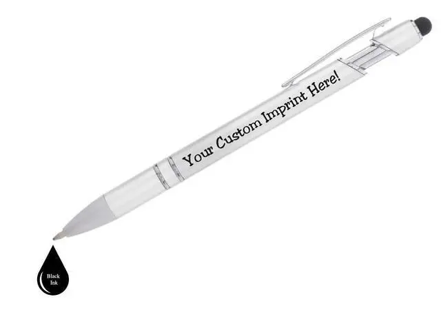 Alt view image 3 of 6 - ExpressDesigns - Personalized Pens with Stylus - The Legacy - Custom Metallic Printed Name Pens - Black Ink - Imprinted with Logo or Message - Great Gift Ideas - Customizable -12 pcs/pack (Silver)