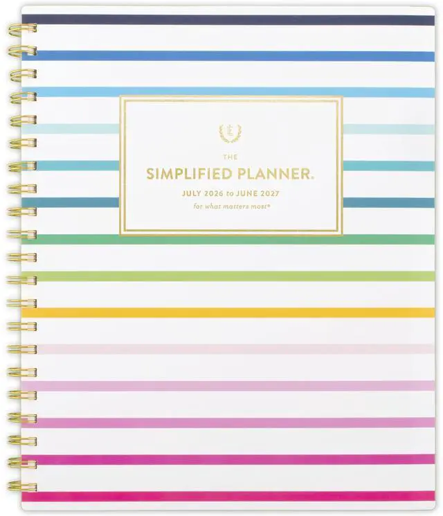 Main image of Planner 2026-2027 Weekly & Monthly Academic 12-Month July-June, 8-1/2" x 11", Simplified by Emily Ley, Happy Stripe (EL49-905A)