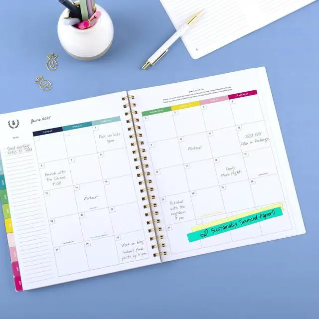 Alt view image 3 of 7 - Planner 2026-2027 Weekly & Monthly Academic 12-Month July-June, 8-1/2" x 11", Simplified by Emily Ley, Happy Stripe (EL49-905A)