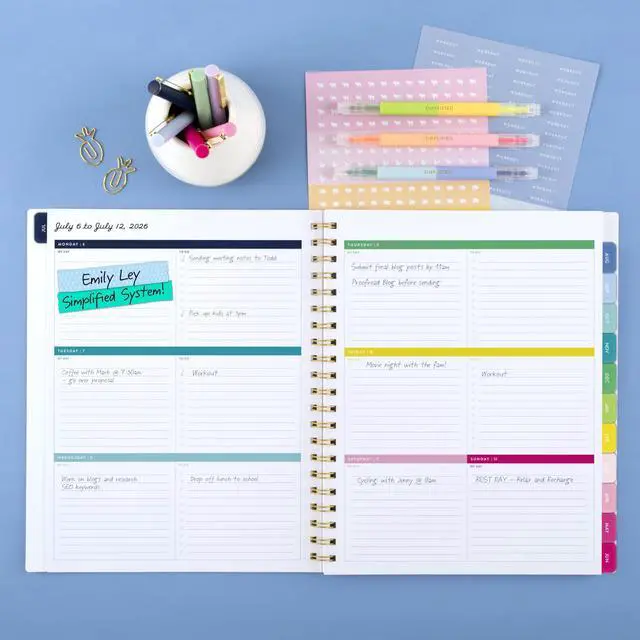 Alt view image 2 of 7 - Planner 2026-2027 Weekly & Monthly Academic 12-Month July-June, 8-1/2" x 11", Simplified by Emily Ley, Happy Stripe (EL49-905A)
