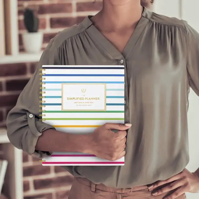 Alt view image 5 of 7 - Planner 2026-2027 Weekly & Monthly Academic 12-Month July-June, 8-1/2" x 11", Simplified by Emily Ley, Happy Stripe (EL49-905A)