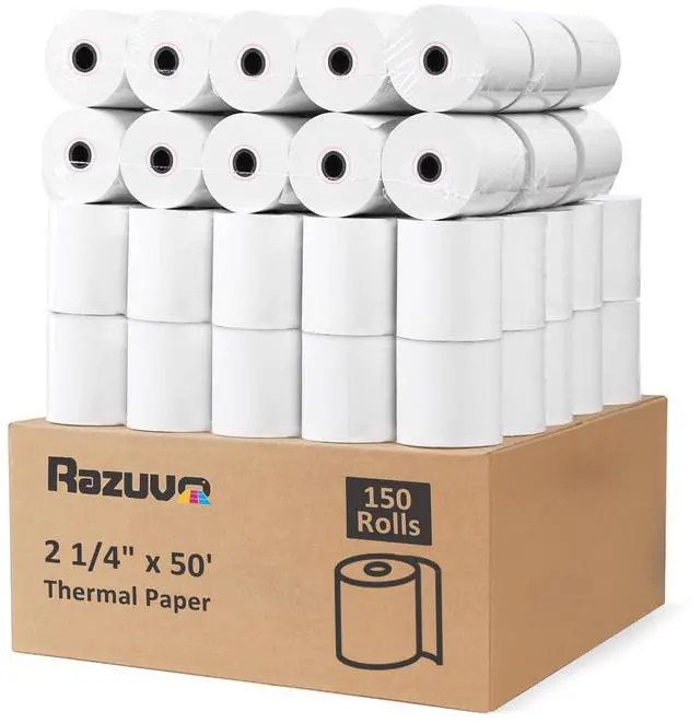 Main image of (150 Rolls) Thermal Receipt Paper 2 1/4 x 50 - BPA-Free Credit Card Machine Paper Rolls for POS Systems, Compatible with Square Terminal, Clover Flex and More