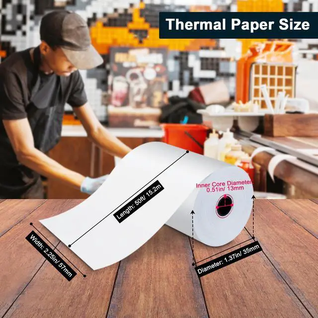 Alt view image 2 of 7 - (150 Rolls) Thermal Receipt Paper 2 1/4 x 50 - BPA-Free Credit Card Machine Paper Rolls for POS Systems, Compatible with Square Terminal, Clover Flex and More