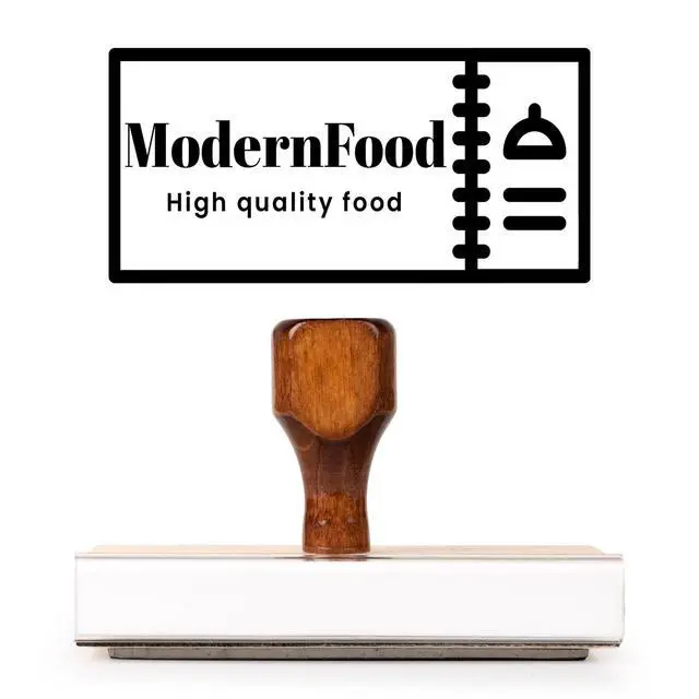 Alt view image 2 of 7 - Personalized Rubber Hand Stamp, Wood Handle with Custom Logo | Multiple Size Options Available | Upload Your Own Logo (2"x4")