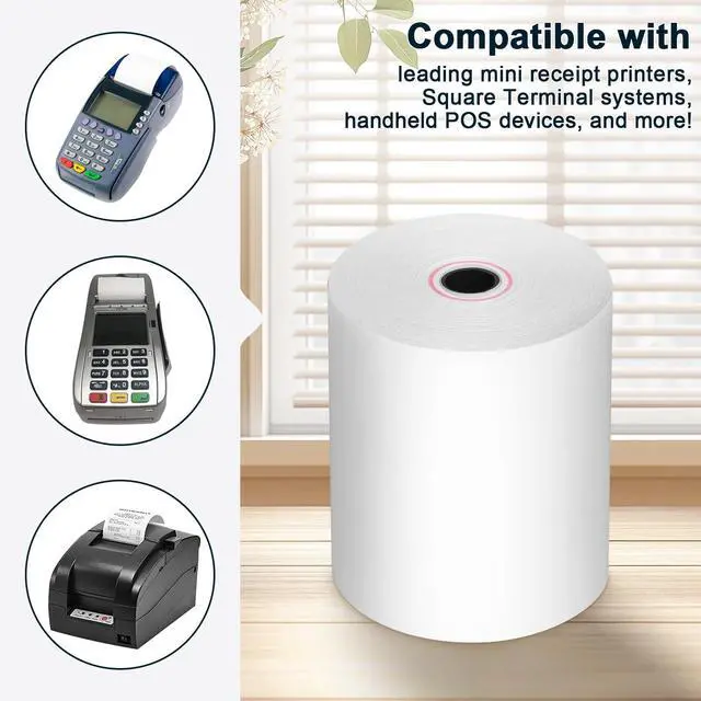 Alt view image 4 of 7 - (150 Rolls) Thermal Receipt Paper 2 1/4 x 50 - BPA-Free Credit Card Machine Paper Rolls for POS Systems, Compatible with Square Terminal, Clover Flex and More