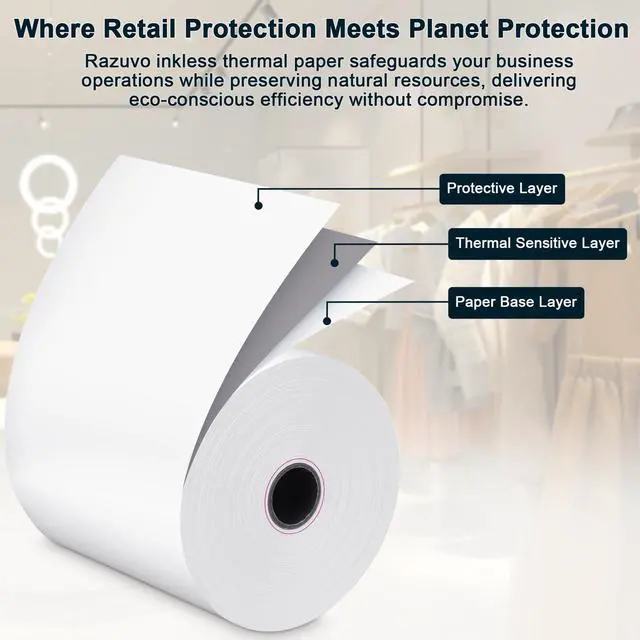 Alt view image 6 of 7 - (150 Rolls) Thermal Receipt Paper 2 1/4 x 50 - BPA-Free Credit Card Machine Paper Rolls for POS Systems, Compatible with Square Terminal, Clover Flex and More
