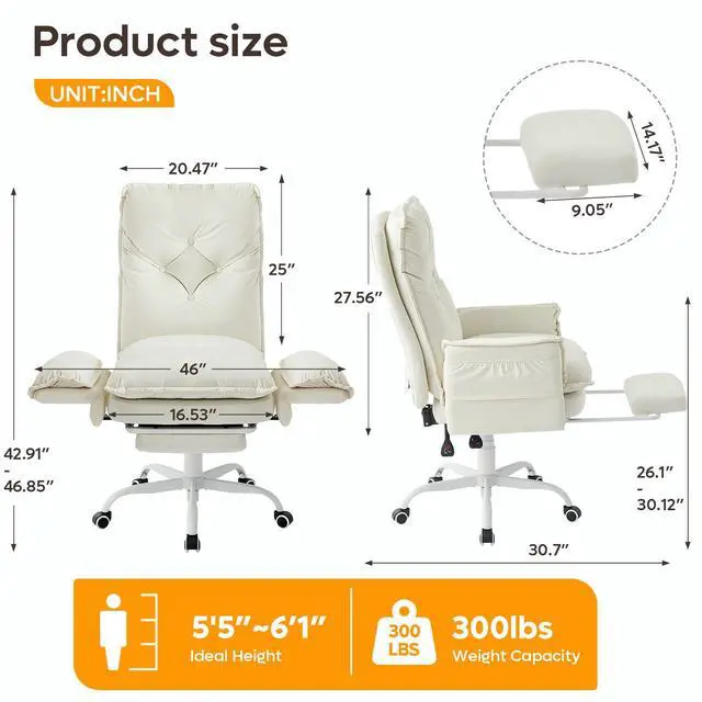 Alt view image 2 of 5 - Criss Cross Office Chair with Footrest, Beige Velvet | High Back Executive Chair with Flip-Up Armrests Wheels, Cross Legged Desk Chair for Home Office Makeup