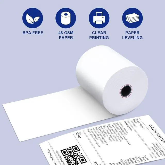 Alt view image 6 of 7 - (150 Rolls)2 1/4 x 85 Thermal Paper Rolls 48GSM BPA FREE Receipt Rolls Thermal Teceipt Paper 2 1/4 85 Thermal Printer Paper Compatible with Printers, POS Cash Register,Credit Card