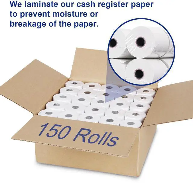 Alt view image 7 of 7 - (150 Rolls)2 1/4 x 85 Thermal Paper Rolls 48GSM BPA FREE Receipt Rolls Thermal Teceipt Paper 2 1/4 85 Thermal Printer Paper Compatible with Printers, POS Cash Register,Credit Card