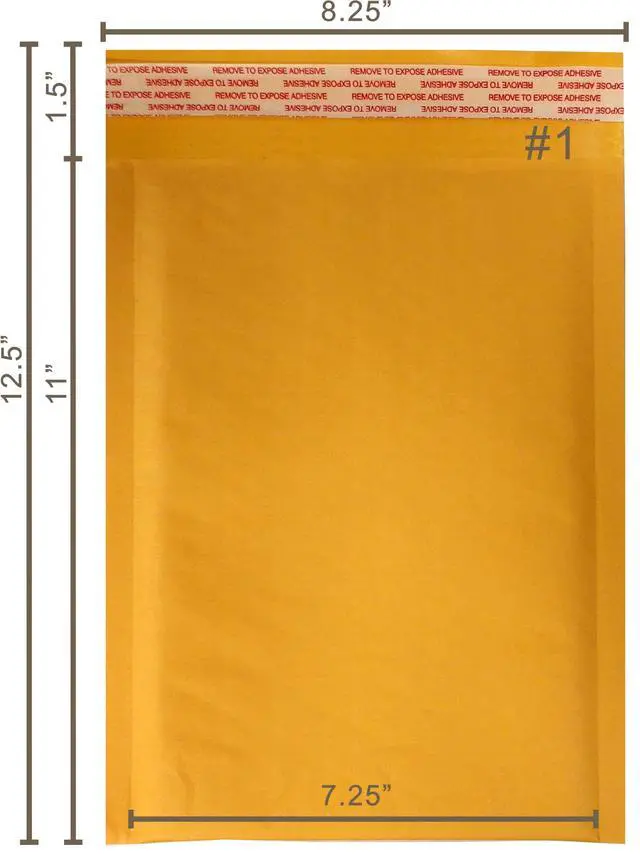 Alt view image 2 of 6 - Kraft Bubble Mailers 7.5x12 200 Pack Usable Space 7.5x11 KF#1-200 | Self Seal Adhesive Shipping Bags, Cushioning Padded Envelopes for Shipping, Mailing, Packaging