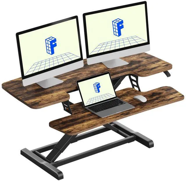 Main image of Standing Desk Converter 40" Wide Desk Riser for Multi-Device, Large Desktop Sit Stand Workstation for Dual Monitors, Ergonomic Height Adjustable Stand Up Desk Riser, Rustic Brown