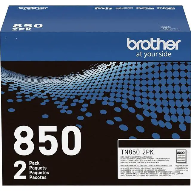 Alt view image 3 of 7 - Genuine TN850 2-Pack Black High Yield Toner Cartridge, Up to 8,000 Pages Each, Bundle with Deco Essentials Printer eBook for HL-L6200DW, MFC-L5800DW, MFC-L5700DW, HL-L5200DW, HL-L5100DN