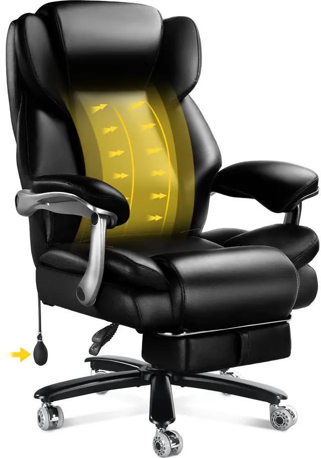 Main image of 500lbs Reclining Big and Tall Office Chair for Heavy People with Foot Rest | Heavy Duty Executive Desk Chair,High Back Computer Chair,Adjustable Lumbar Support,Pocket Spring Cushion