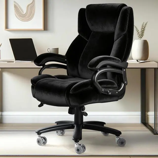 Alt view image 2 of 7 - 500lbs Fabric Big and Tall Office Chair,500lbs Heavy Duty Office Chair for Heavy People, High Back Executive Computer Chair with Adjustable Lumbar Support, Dual Rubber Wheel