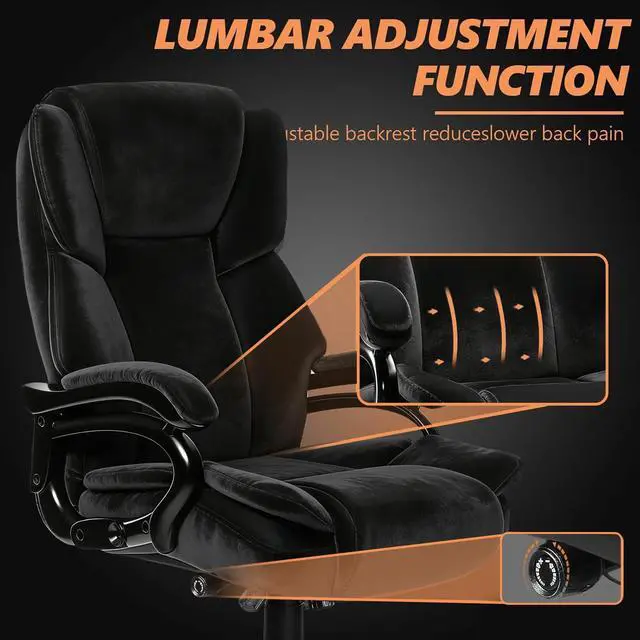 Alt view image 4 of 7 - 500lbs Fabric Big and Tall Office Chair,500lbs Heavy Duty Office Chair for Heavy People, High Back Executive Computer Chair with Adjustable Lumbar Support, Dual Rubber Wheel