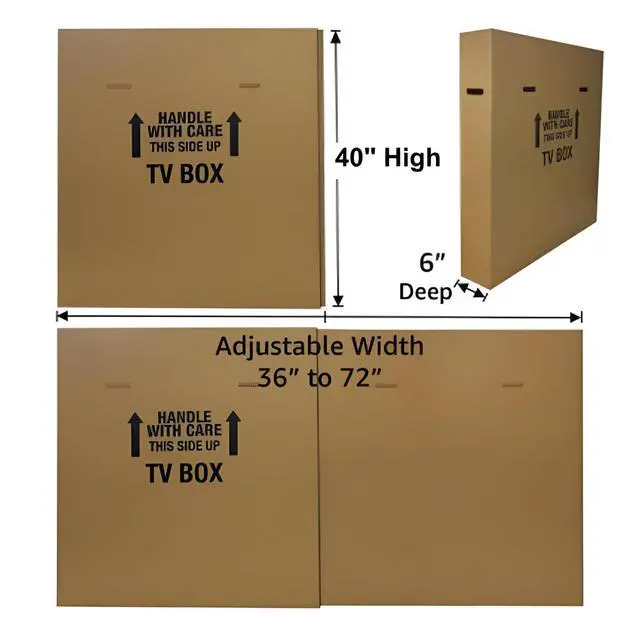 Alt view image 2 of 5 - Moving Boxes Bundle TV Box (1-Pack), Adjustable Flat Screen TV Moving Boxes for Packing, Moving & Storage with Handles