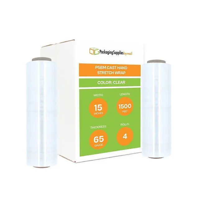 Alt view image 2 of 7 - PSBM Stretch Wrap, 4 Rolls 15 Inch x 1500 Feet 65 Gauge Heavy Duty Clear Plastic Wrap Industrial Strength Shrink Film for Moving, Packing & Shipping