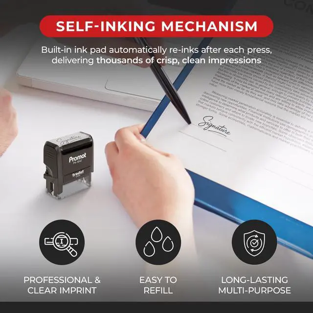 Alt view image 6 of 7 - Personalized Signature Stamp - Custom Self Inking Stamp (Medium) | Crisp & Consistent Impressions, Fast One-Hand Operation, Replaceable Ink Pad, Clean & Smudge-Resistant Results