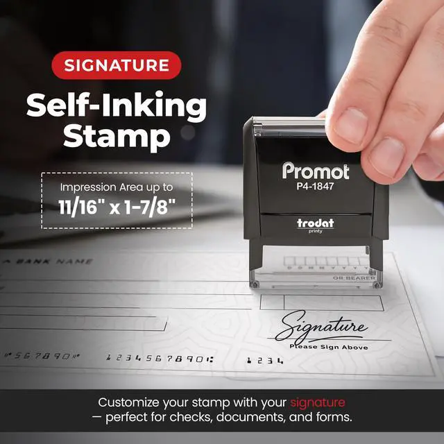 Alt view image 5 of 7 - Personalized Signature Stamp - Custom Self Inking Stamp (Medium) | Crisp & Consistent Impressions, Fast One-Hand Operation, Replaceable Ink Pad, Clean & Smudge-Resistant Results
