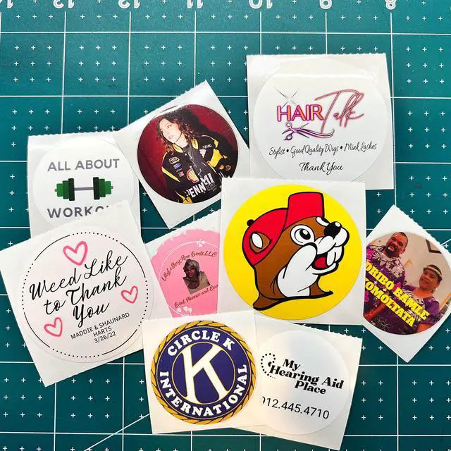 Alt view image 5 of 7 - 150 Circle/Square BOPP Roll Labels- Personalized Stickers for Business Logo, Party, Wedding Favor, Baby Shower-Any Design Text + Image, Matte/Gloss Finish (2.5 Inch Square)