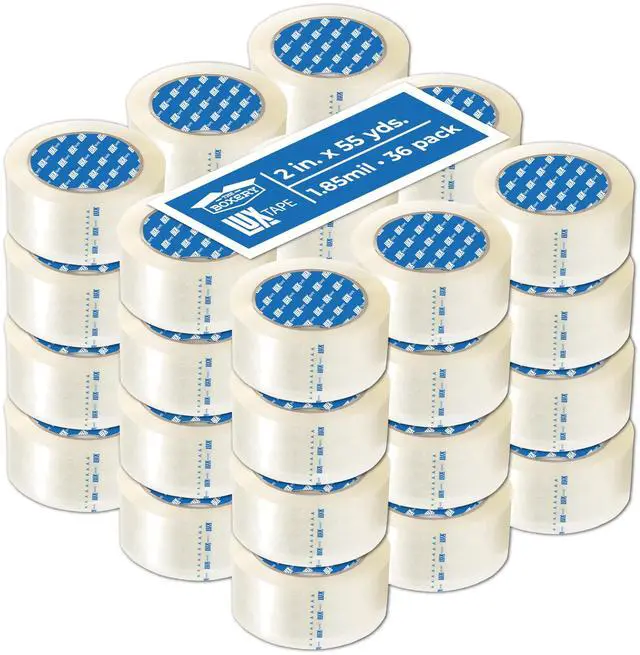Main image of 2" x 55 Yards Clear Packing Tape 36 Roll Carton Warehouse Grade Adhesive for Shipping, Moving & Packaging Standard Strength 1.85 Mil Box Sealing Tape