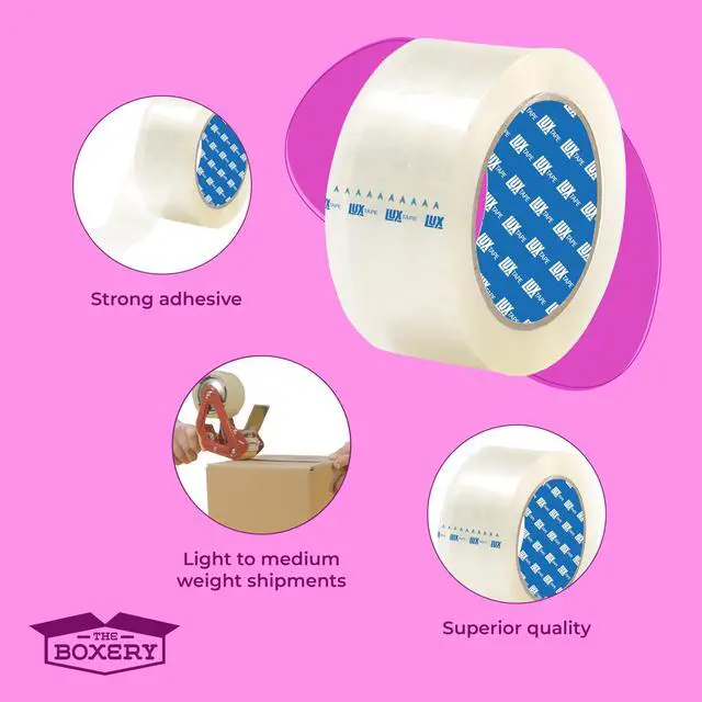 Alt view image 4 of 6 - 2" x 55 Yards Clear Packing Tape 6 Roll Carton Warehouse Grade Adhesive for Shipping, Moving & Packaging Standard Strength 1.85 Mil Box Sealing Tape