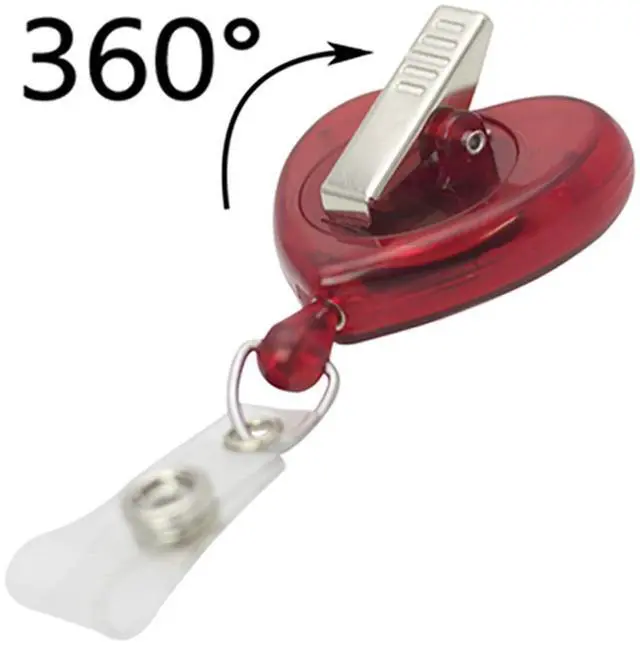 Alt view image 3 of 7 - Bulk 25 Pack - Heart Shaped Retractable Badge Reel with Rotating Swivel Spring Clip - Cute Heavy Duty Name Tag Reels for Nurses, Pediatrics, Teachers, EKG and More by (Red)