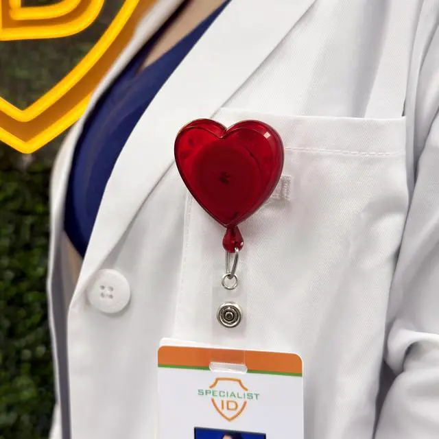 Alt view image 2 of 7 - Bulk 25 Pack - Heart Shaped Retractable Badge Reel with Rotating Swivel Spring Clip - Cute Heavy Duty Name Tag Reels for Nurses, Pediatrics, Teachers, EKG and More by (Red)