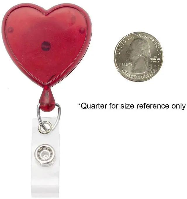Alt view image 7 of 7 - Bulk 25 Pack - Heart Shaped Retractable Badge Reel with Rotating Swivel Spring Clip - Cute Heavy Duty Name Tag Reels for Nurses, Pediatrics, Teachers, EKG and More by (Red)