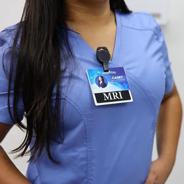 Alt view image 2 of 7 - Bulk 25 Pack - MRI Safe Badge Reels - Retractable Badge Holder Clips - Made of Plastic & Non-Ferrous Metal - I'd Reels Extending Lanyards for Nurse & MRI Tech Name Tag Badges by (Black)