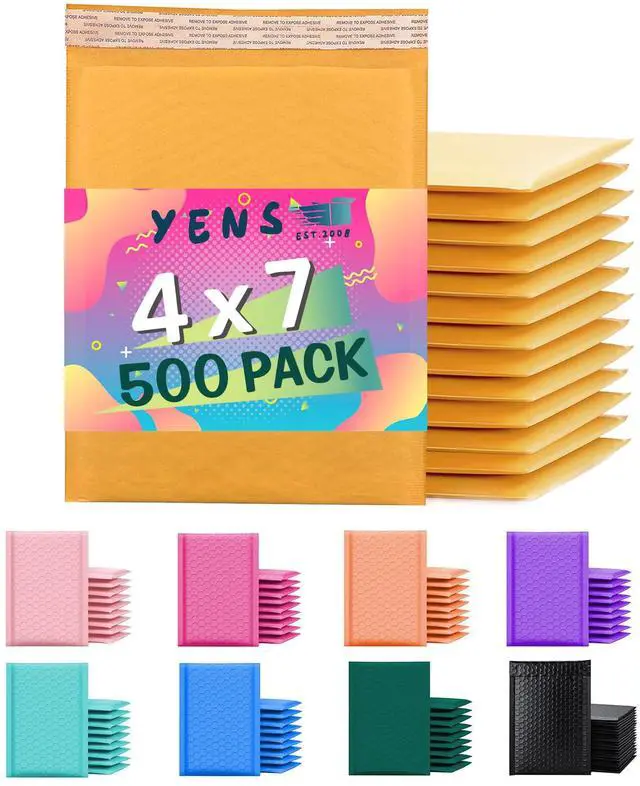 Main image of Kraft Bubble Mailers 4x8 500 Pack Usable Space 4x7 KF#000-500 | Self Seal Adhesive Shipping Bags, Cushioning Padded Envelopes for Shipping, Mailing, Packaging