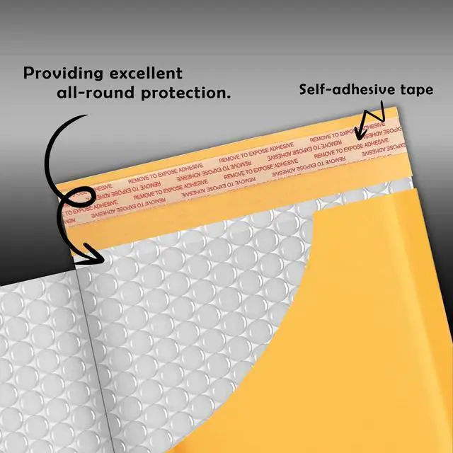 Alt view image 3 of 6 - Kraft Bubble Mailers 10.5x16 100 Pack Usable Space 10.5x15 KF#5-100 | Self Seal Adhesive Shipping Bags, Cushioning Padded Envelopes for Shipping, Mailing, Packaging