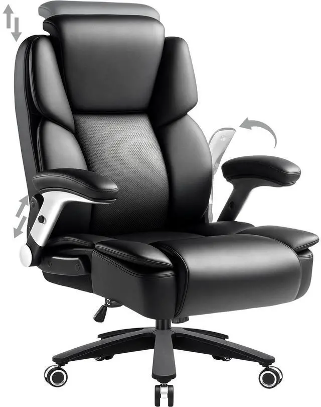 Main image of 500LBS Big and Tall Office Chair,Heavy Duty Office Chair for Heavy People | High Back Executive Computer Desk Chair with Adjustable Lumbar Support&Headrest,3D Flip Arm,Class 4 Gas Lift