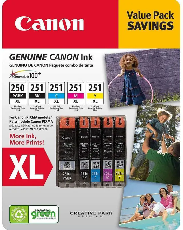 Main image of PGI-250XL, CLI-251XL C/M/Y/K Ink Cartridges Value Pack (5 Cartridges)