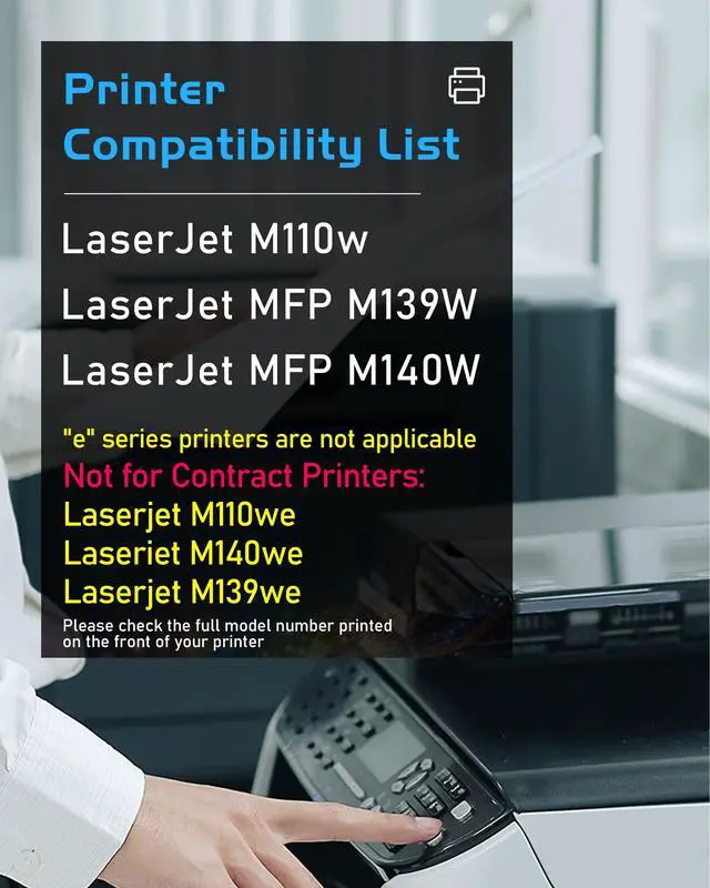 Alt view image 4 of 7 - 141A W1410A Black Toner Cartridges, with Chip | Replacement for HP 141A, Compatible with HP Laser Jet M110w MFP M139w MFP M140w Printer, 4Black