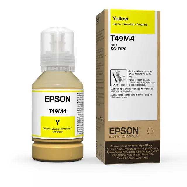 Alt view image 2 of 2 - Epson Genuine Dye-Sublimation Ink Refill Bottles for Epson Surecolor F570 and F170 Printers. 140m Capacity. T49M Ink (Yellow)