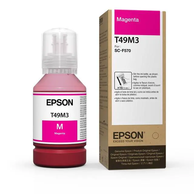 Alt view image 2 of 2 - Epson Genuine Dye-Sublimation Ink Refill Bottles for Epson Surecolor F570 and F170 Printers. 140m Capacity. T49M Ink (Magenta)