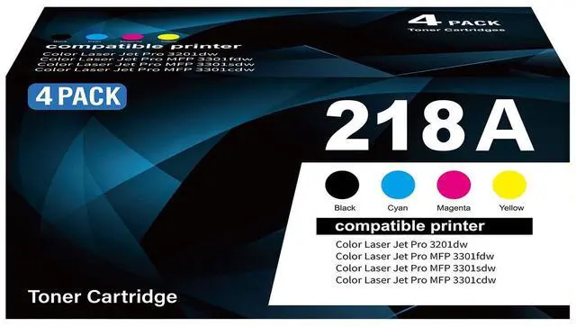 Main image of 218A Toner Cartridges 4 Pack with Chip Replacement for HP 218A W2180A 218X W2180X for Color LaserJet Pro MFP 3301fdw 3301 3201dw 3301sdw 3301cdw Printer Ink (B/C/Y/M Color)