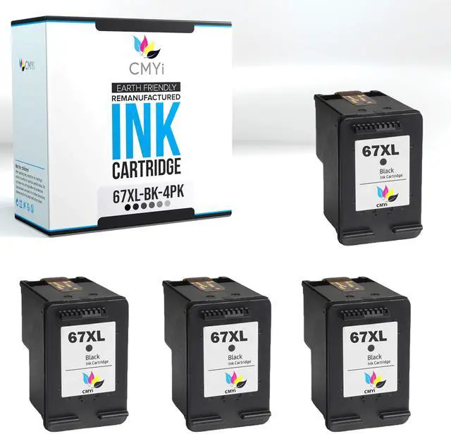 Main image of Replacement 67XL Black Cartridges for HP DeskJet 4132e 4133e 4152e 4155e 4158e 4175e 4255e Plus 4132 4140 4152 Envy 6452e 6454e 6455e 6458e 6475e Pro 6420 6430 6452 6455 6458 Printers (4 Black)