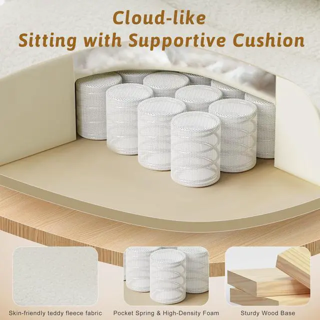 Alt view image 5 of 7 - Wider Seat Office Chair with Flip Armrests for Criss Cross Legged&Cats, Big and Tall Executive Ergonomic Reclining Chair with Footrest&Lumbar Pillow, Teddy Fleece Desk Chair,White Vanity Chair