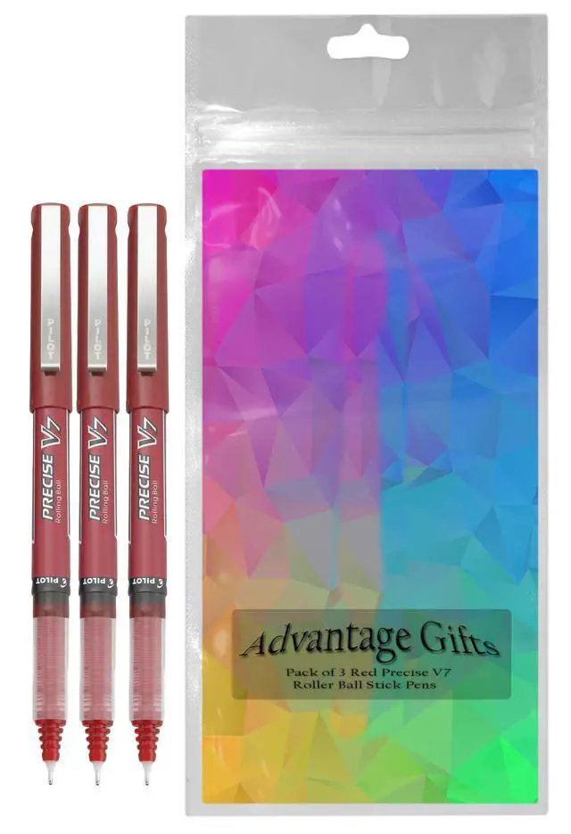 Alt view image 2 of 7 - Precise V7 Stick Rolling Ball Pens, Fine Point (.7mm), Red Ink, 3-pk;