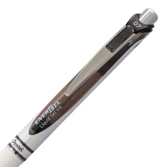 Alt view image 4 of 7 - EnerGel Pearl RTX Retractable Liquid Gel Pen, (0.7mm), Medium Line, Needle Tip, Black Ink, 12 pack (BLN77PW-A)