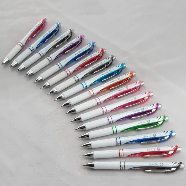 Alt view image 7 of 7 - EnerGel Pearl RTX Retractable Liquid Gel Pen, (0.7mm), Medium Line, Needle Tip, Black Ink, 12 pack (BLN77PW-A)